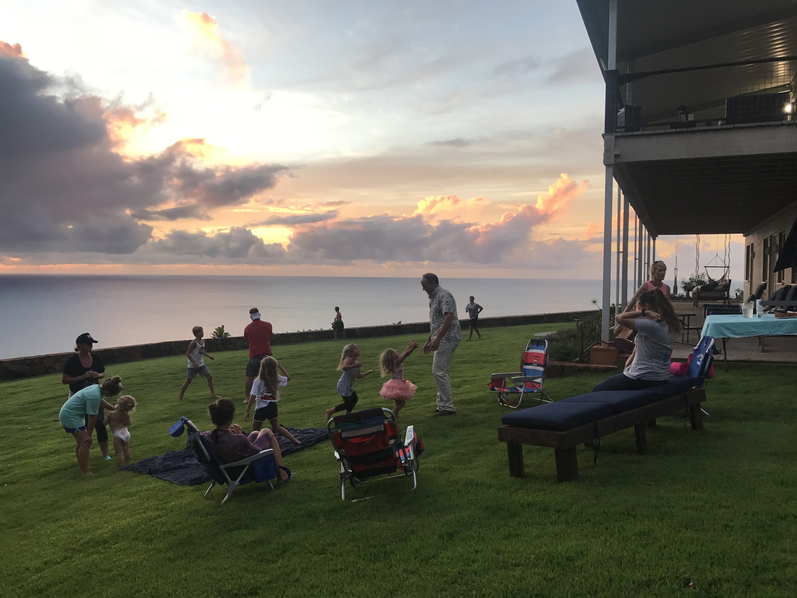 Outdoor event setup at Oahu Whale House with ocean views on the North Shore
